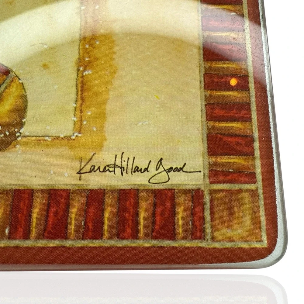 Vintage Glass Cutting Board Rustic Christmas Stocking Karen Hilliard Good 5 3/4